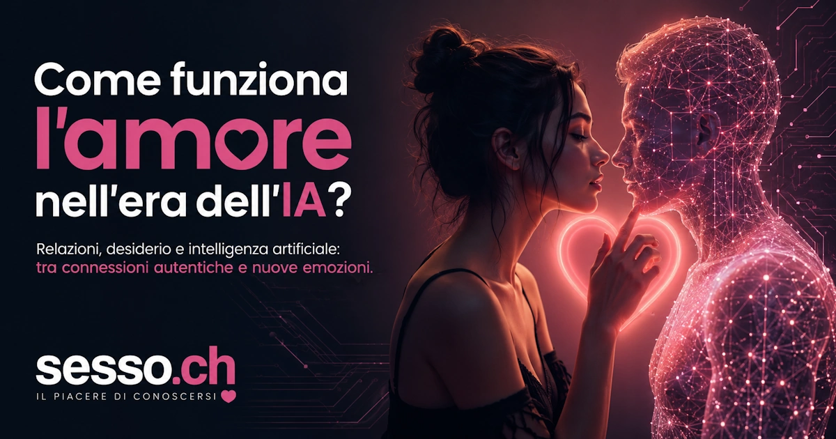 Come funziona l'amore nell'era dell'IA: una persona interagisce con un partner virtuale rappresentato da un'intelligenza artificiale, simbolo delle nuove relazioni digitali e del futuro del dating.